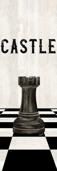 Cards & Board Games: Rather Be Playing Chess Pieces Black Panel II-Castle by Tara Reed
