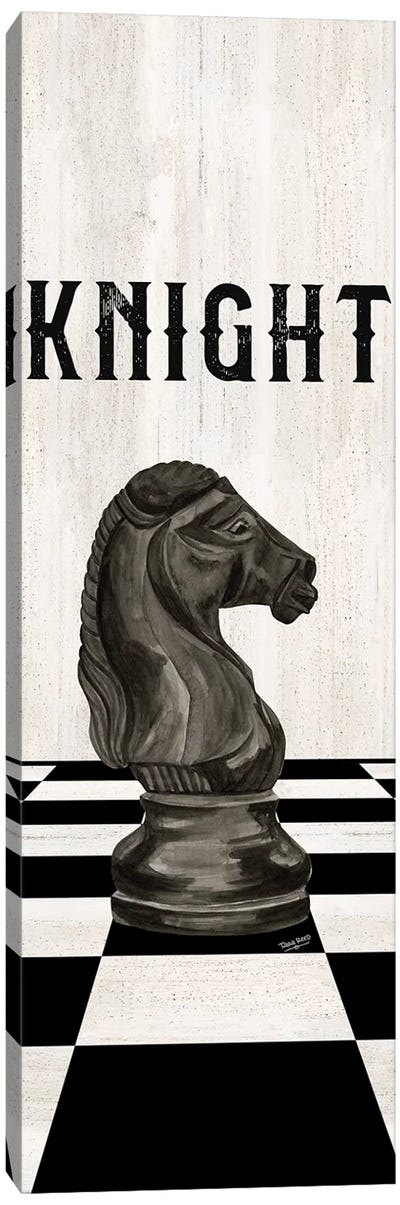 Rather Be Playing Chess Pieces Black Panel III-Knight Canvas Art Print - Cards & Board Games