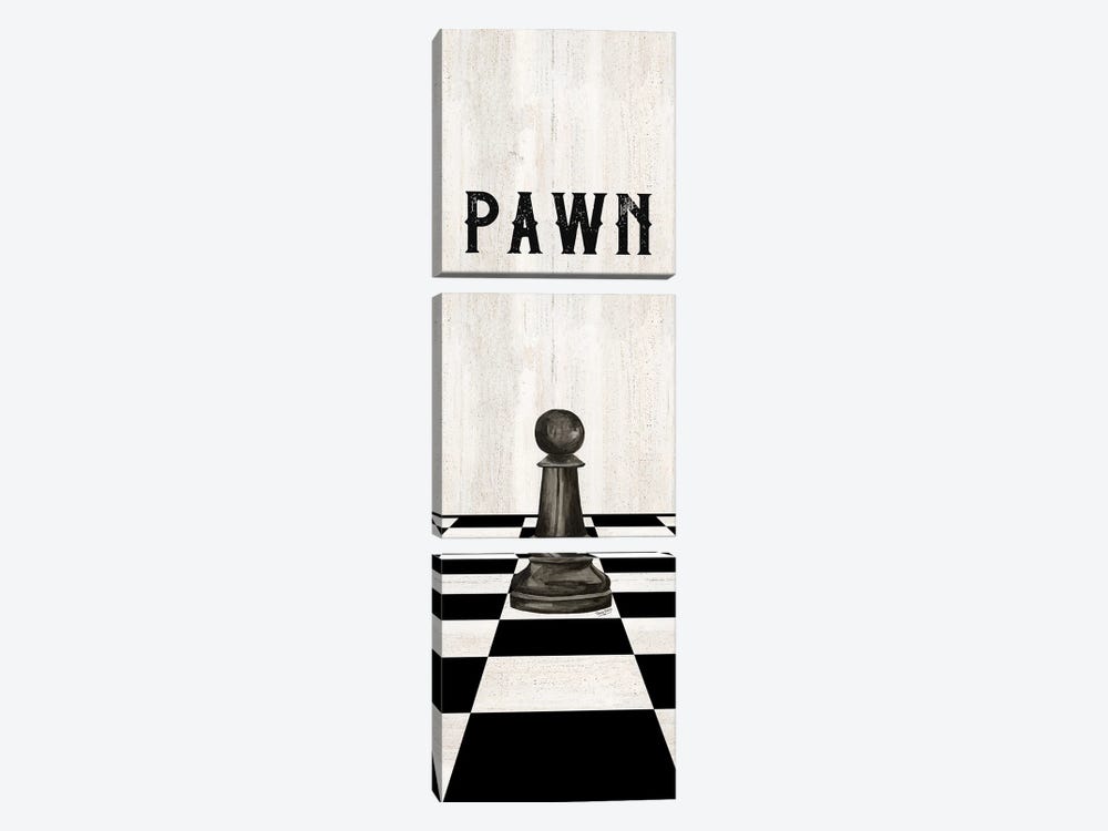 Rather Be Playing Chess Pieces Black Panel I-Pawn by Tara Reed 3-piece Canvas Artwork