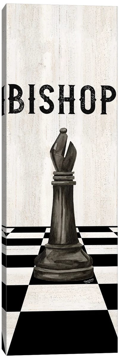 Rather Be Playing Chess Pieces Black Panel IV-Bishop Canvas Art Print - Cards & Board Games