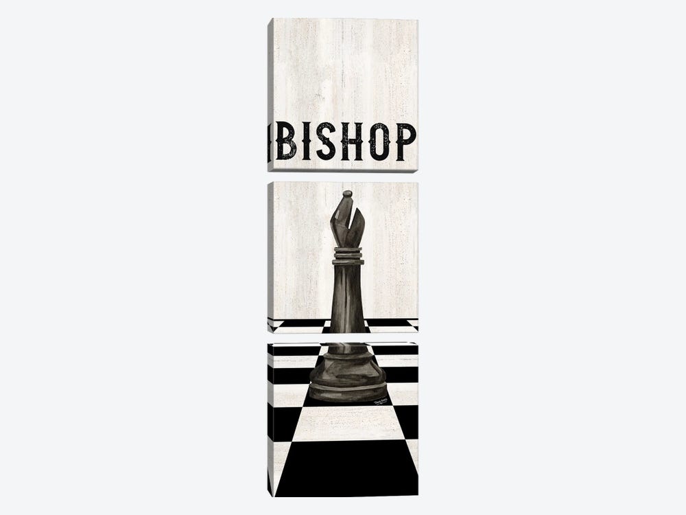 Rather Be Playing Chess Pieces Black Panel IV-Bishop by Tara Reed 3-piece Canvas Artwork