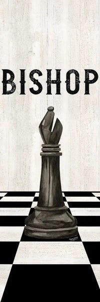 Cards & Board Games: Rather Be Playing Chess Pieces Black Panel IV-Bishop by Tara Reed