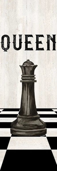 Cards & Board Games: Rather Be Playing Chess Pieces Black Panel VI-Queen by Tara Reed
