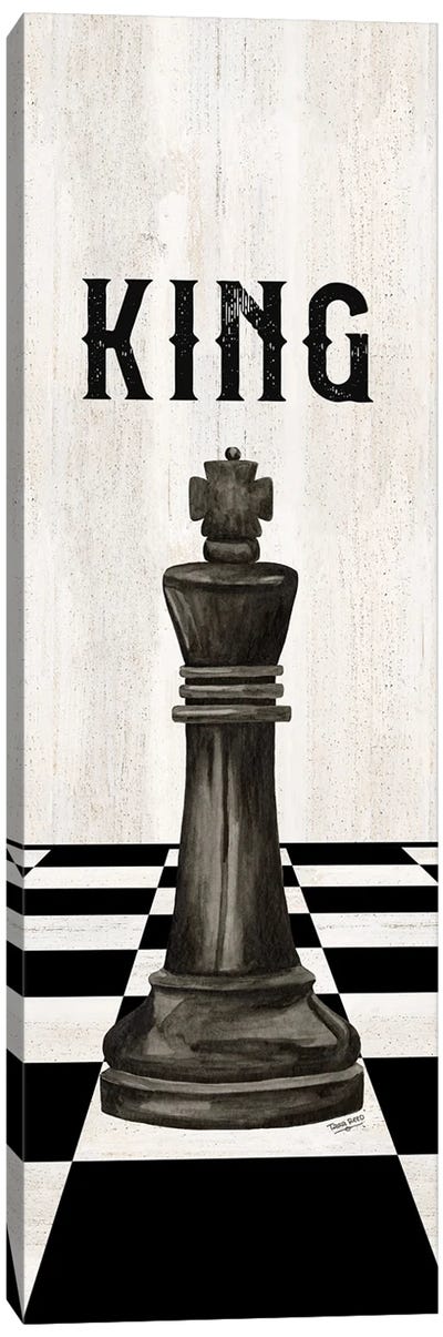 Rather Be Playing Chess Pieces Black Panel V-King Canvas Art Print - Tara Reed