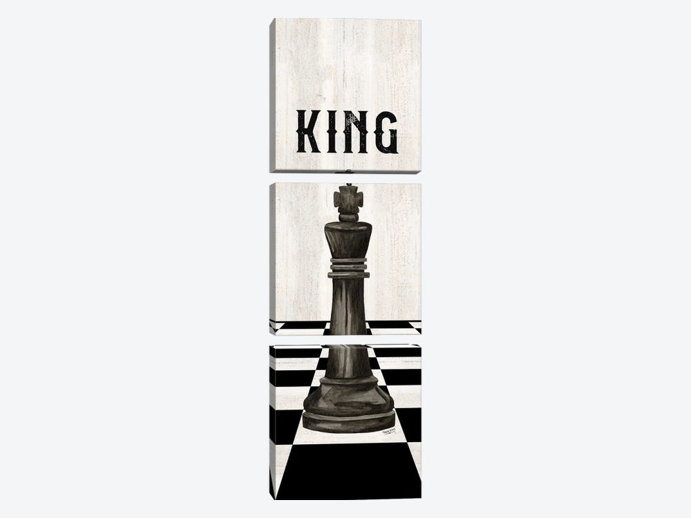 Rather Be Playing Chess Pieces Black Panel V-King by Tara Reed 3-piece Canvas Art