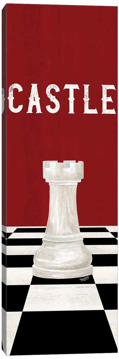Rather Be Playing Chess Pieces Red Panel II-Castle Canvas Art Print - Cards & Board Games