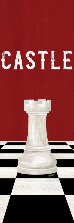 Rather Be Playing Chess Pieces Red Panel II-Castle by Tara Reed wall art