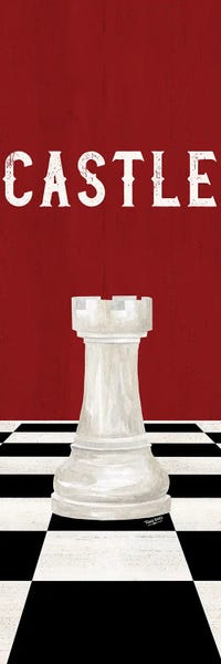 Cards & Board Games: Rather Be Playing Chess Pieces Red Panel II-Castle by Tara Reed