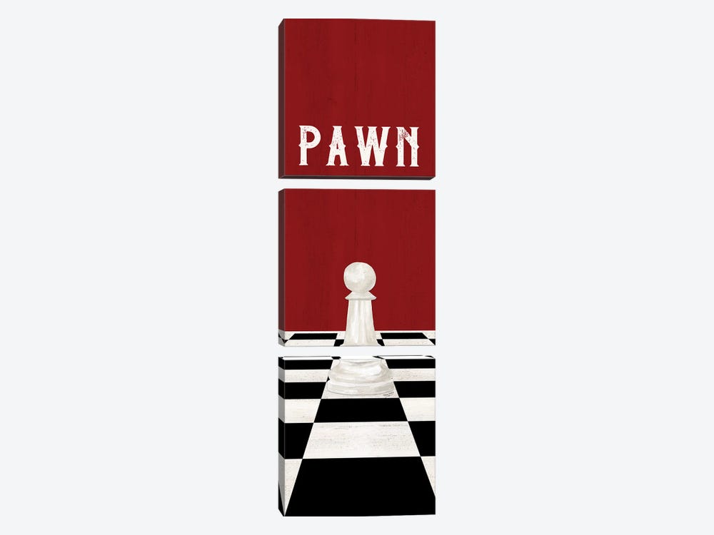 Rather Be Playing Chess Pieces Red Panel I-Pawn by Tara Reed 3-piece Art Print