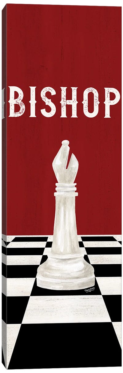 Rather Be Playing Chess Pieces Red Panel IV-Bishop Canvas Art Print - Cards & Board Games