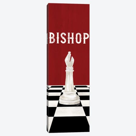 Rather Be Playing Chess Pieces Red Panel IV-Bishop Canvas Print #TRE586} by Tara Reed Canvas Wall Art