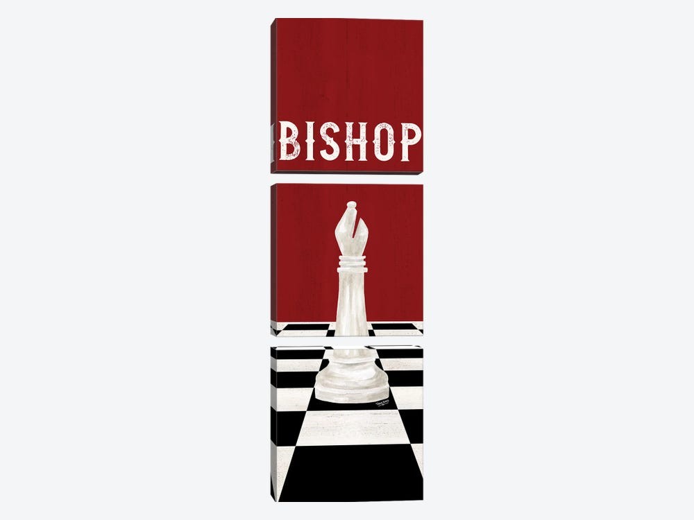 Rather Be Playing Chess Pieces Red Panel IV-Bishop by Tara Reed 3-piece Canvas Art