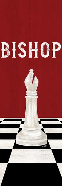Cards & Board Games: Rather Be Playing Chess Pieces Red Panel IV-Bishop by Tara Reed