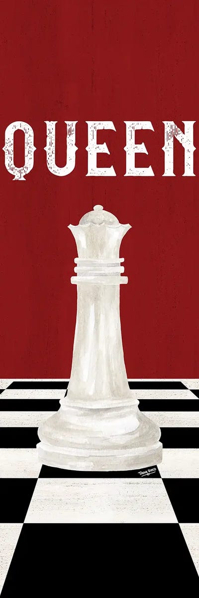 Rather Be Playing Chess Pieces Red Panel VI-Queen by Tara Reed canvas print