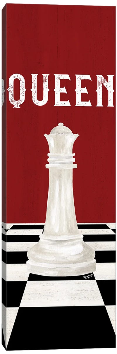 Rather Be Playing Chess Pieces Red Panel VI-Queen Canvas Art Print - Cards & Board Games