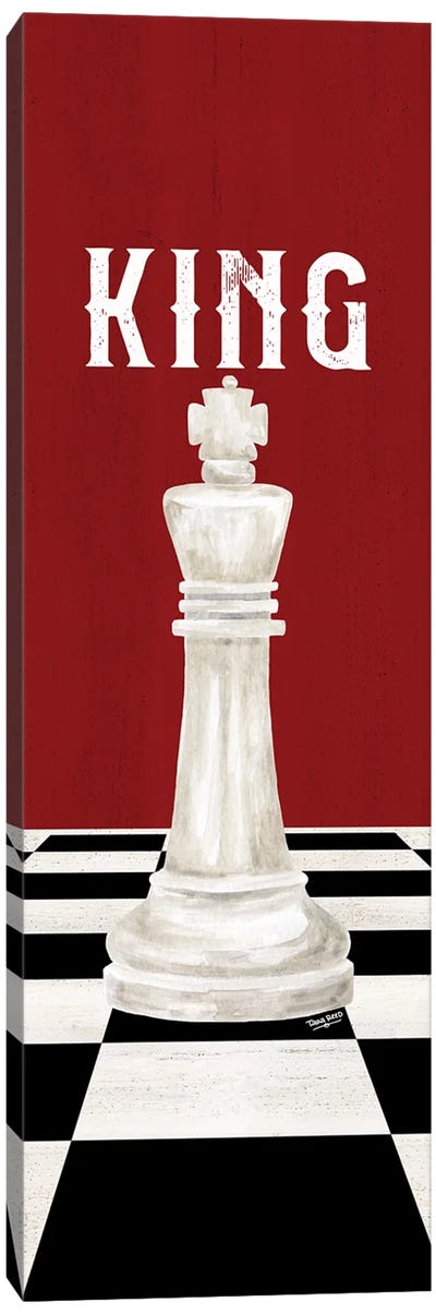 Rather Be Playing Chess Pieces Red Panel V-King Canvas Art Print - Black, White & Red Art