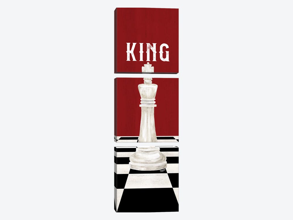 Rather Be Playing Chess Pieces Red Panel V-King by Tara Reed 3-piece Canvas Wall Art