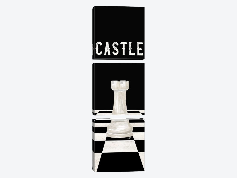 Rather Be Playing Chess Pieces White Panel II-Castle by Tara Reed 3-piece Canvas Art Print