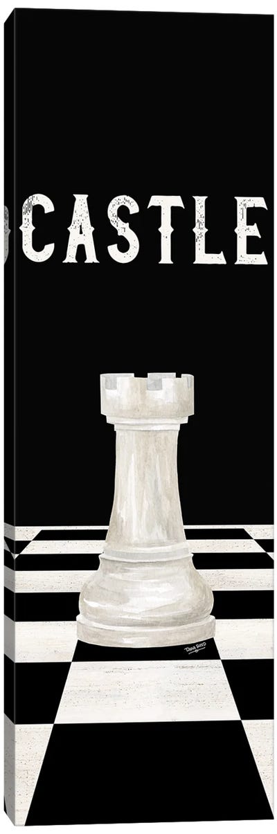 Rather Be Playing Chess Pieces White Panel II-Castle Canvas Art Print - Cards & Board Games