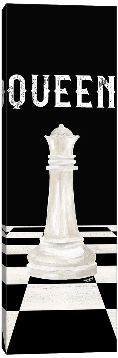 Rather Be Playing Chess Pieces White Panel VI-Queen Canvas Art Print - Tara Reed