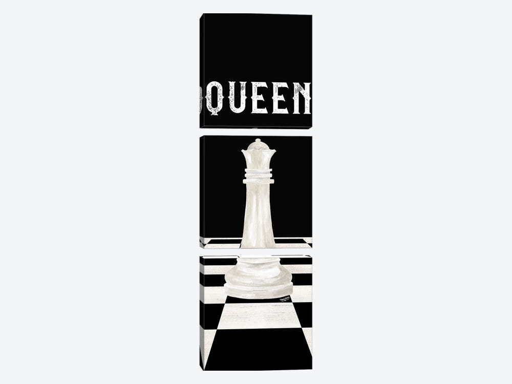 Rather Be Playing Chess Pieces White Panel VI-Queen by Tara Reed 3-piece Canvas Art