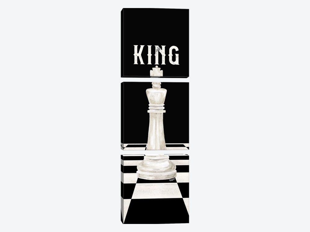 Rather Be Playing Chess Pieces White Panel V-King by Tara Reed 3-piece Canvas Print