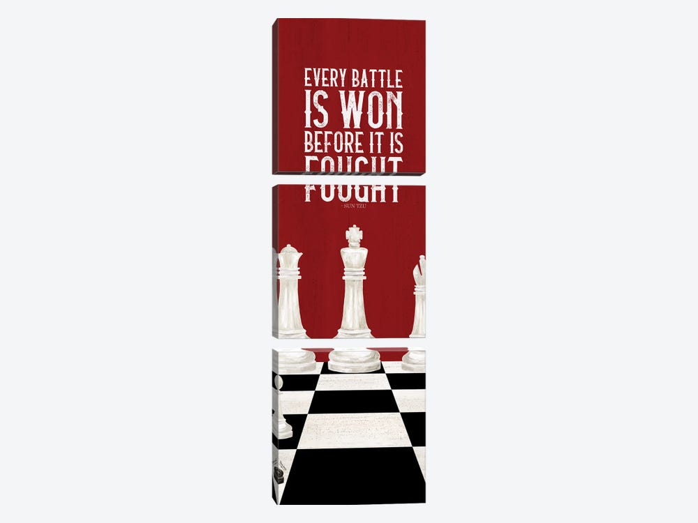 Rather Be Playing Chess Red Panel I-Every Battle by Tara Reed 3-piece Canvas Wall Art