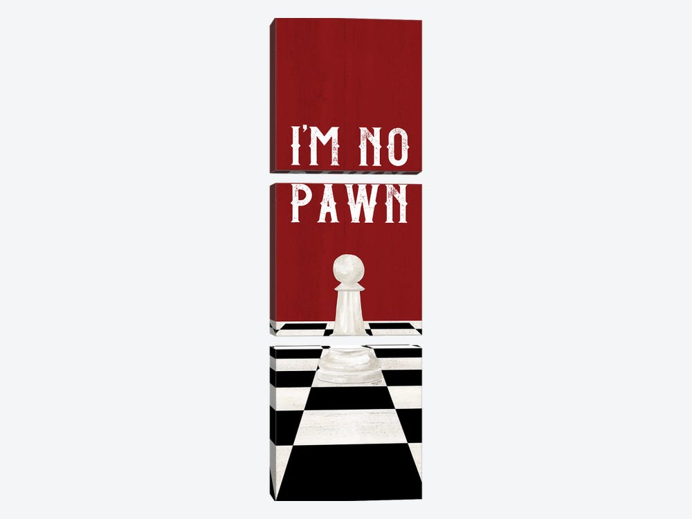 Rather Be Playing Chess Red Panel III-No Pawn by Tara Reed 3-piece Canvas Print