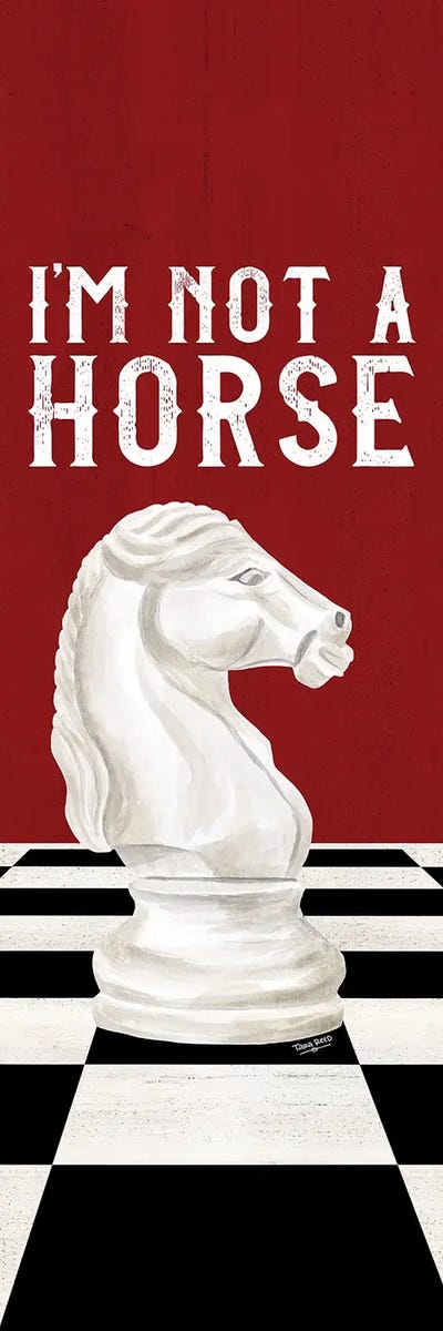 Rather Be Playing Chess Red Panel IV-Not A Horse by Tara Reed canvas print