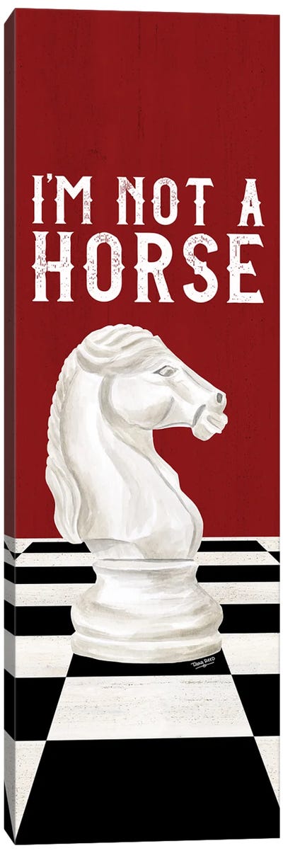 Rather Be Playing Chess Red Panel IV-Not A Horse Canvas Art Print - Cards & Board Games