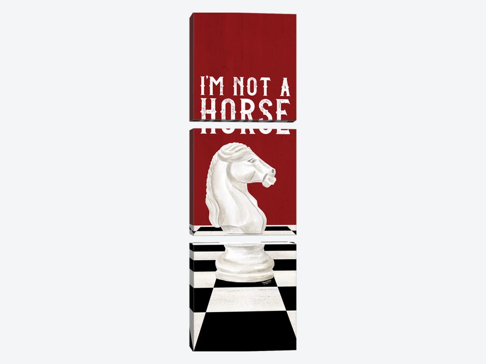 Rather Be Playing Chess Red Panel IV-Not A Horse by Tara Reed 3-piece Canvas Artwork