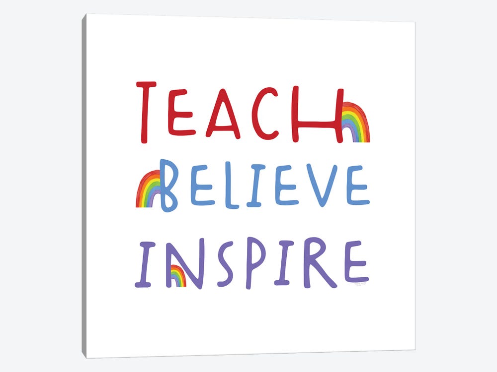 Teacher Truths Rainbow I-Inspire by Tara Reed 1-piece Canvas Artwork