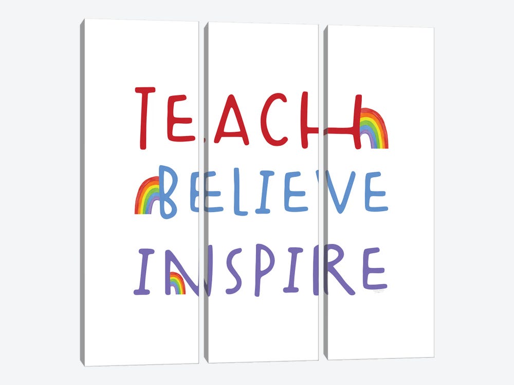 Teacher Truths Rainbow I-Inspire by Tara Reed 3-piece Canvas Artwork