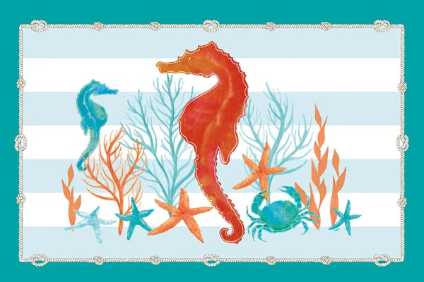 Tara Reed: Coral Aqua I On Teal by Tara Reed