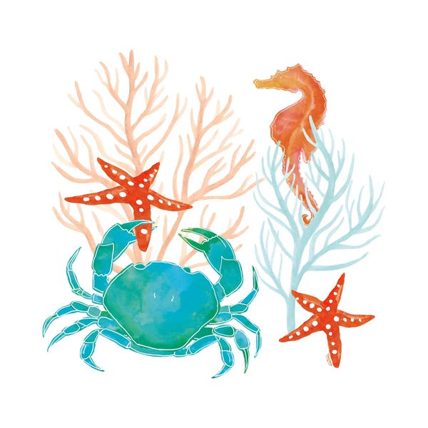 Crabs: Coral Aqua VII by Tara Reed