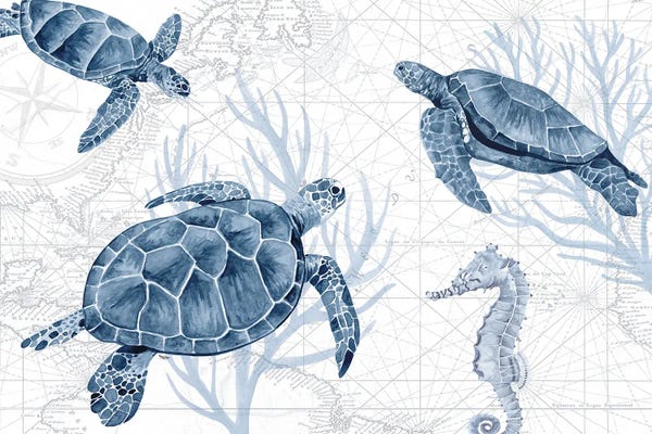 Seahorses: Deep Blue Sea II On White by Tara Reed