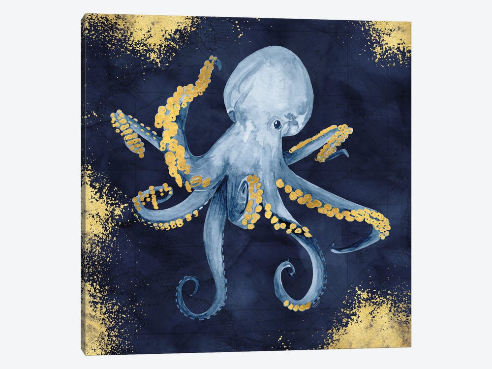Deep Blue Sea VI Navy Gold 1-piece Canvas Art Print