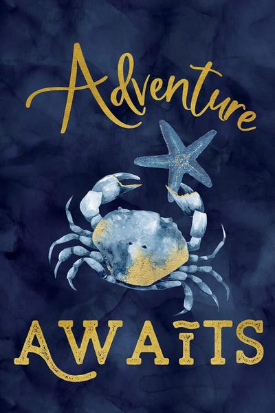 Crabs: Deep Blue Sea XIII On Navy by Tara Reed