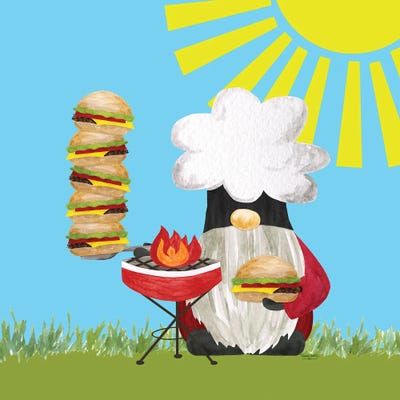 Gnome Grill Masters III by Tara Reed metal wall art