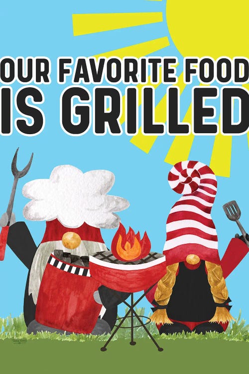 Gnome Grill Masters Sentiment I by Tara Reed wall art