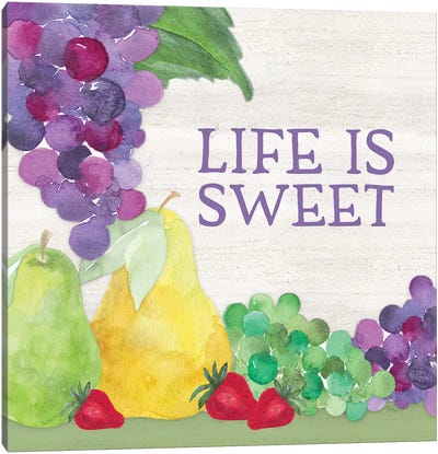 Life Is Sweet Sentiment III Life Canvas Art Print - Grape Art