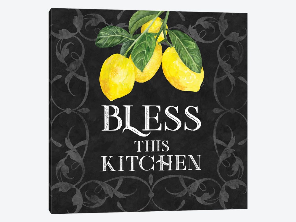 Live With Zest Sentiment I Bless This Kitchen by Tara Reed 1-piece Canvas Wall Art