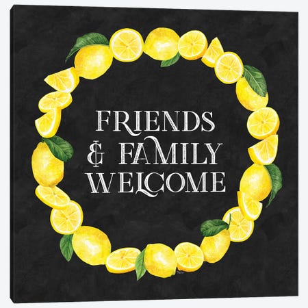 Live With Zest Wreath Sentiment III Friends & Family Canvas Print #TRE638} by Tara Reed Art Print