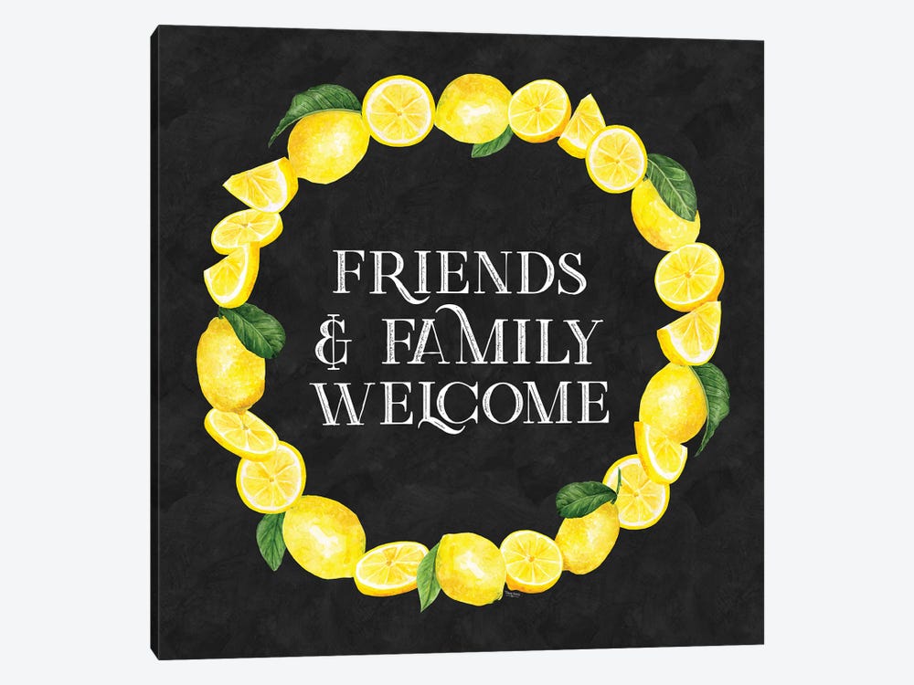 Live With Zest Wreath Sentiment III Friends & Family by Tara Reed 1-piece Canvas Print