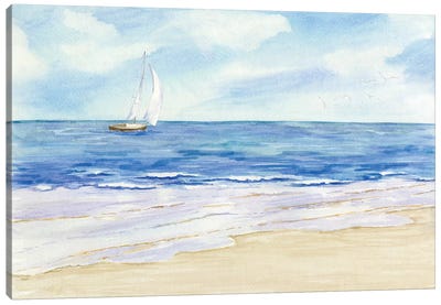 Sailboat & Seagulls I Canvas Art Print - Tara Reed