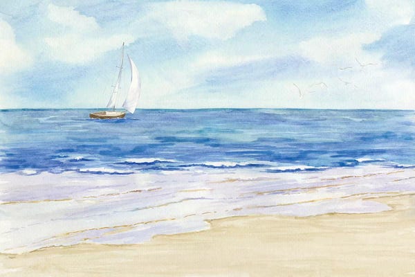 Tara Reed: Sailboat & Seagulls I by Tara Reed
