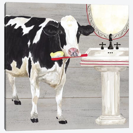 Bath Time For Cows Sink Canvas Print #TRE6} by Tara Reed Canvas Print