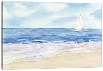 Sailboat & Seagulls II Canvas Art Print - Tara Reed