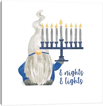 Hanukkah Gnomes I - 8 Nights 8 Lights Canvas Art Print - Tara Reed