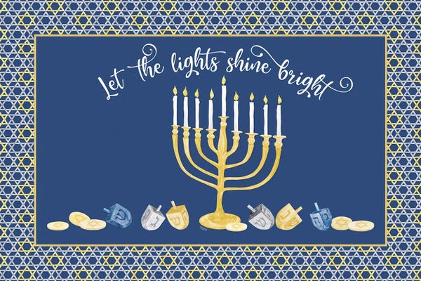 Tara Reed: Hanukkah Nights Landscape VI On Blue by Tara Reed